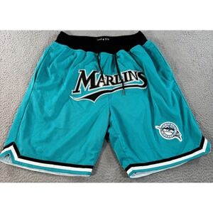 Vintage Just Don Florida Marlins Shorts Mens 2XL Blue Baseball MLB Athletic USA